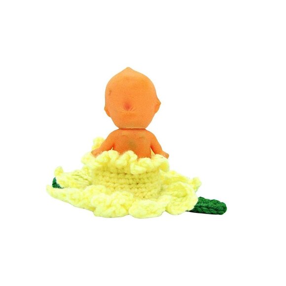 Vintage Tiny Kewpie Doll Baby in a Homemade Crocheted Flower - Picture 4 of 12